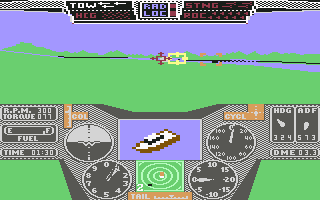 Thunderchopper (Commodore 64) screenshot: Targetting boat