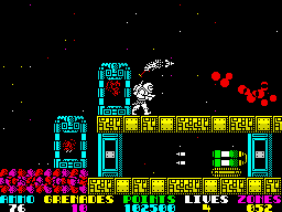 Exolon (ZX Spectrum) screenshot: Use appropriate teleport to select upper or lower passage