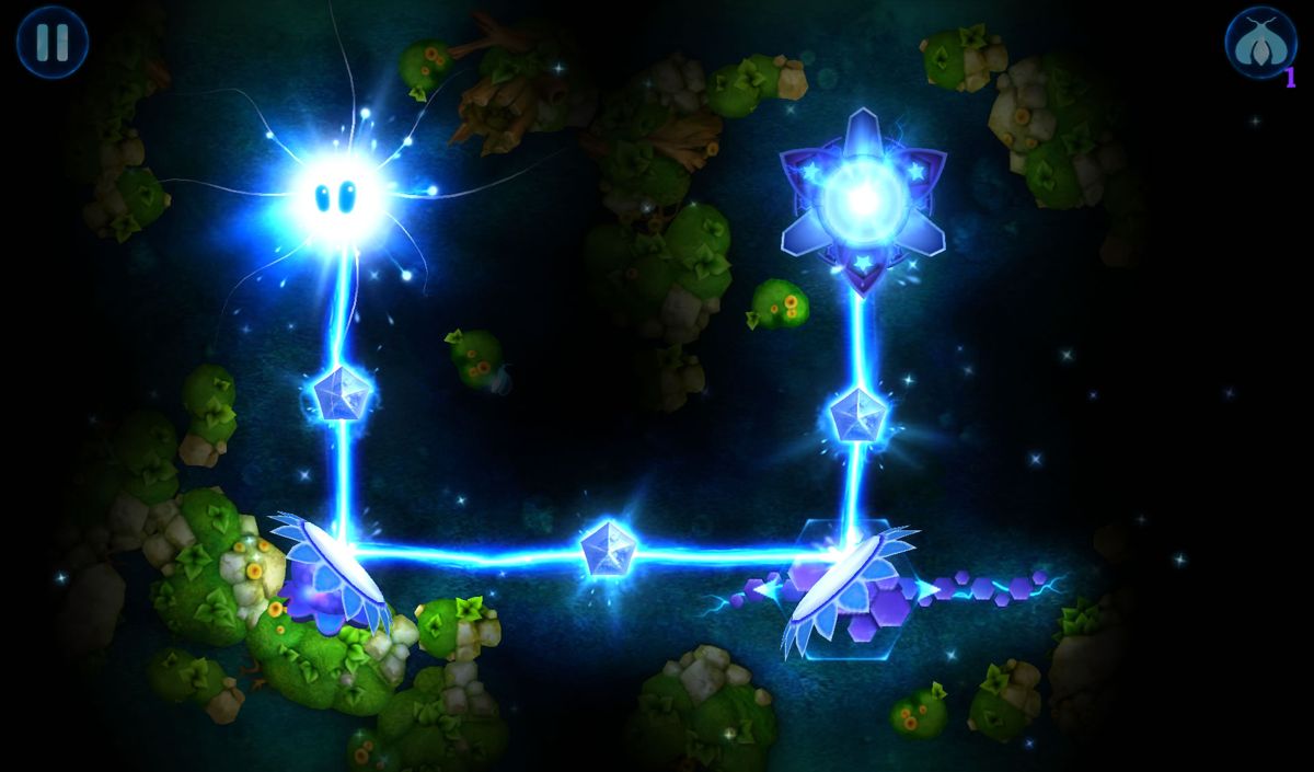 God of Light (Android) screenshot: The mirror on the right can be moved horizontally along the vine.