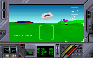 Thunderstrike (DOS) screenshot: A turbo pod (ship upgrade) to the right
