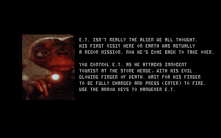 E.T.: No More Mr. Nice Alien (DOS) screenshot: Introduction