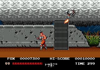 Thunder Fox (Genesis) screenshot: "Mechanical spiders. I hate those guys"