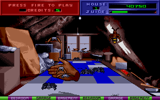 Exterminator (Amiga) screenshot: Squash bugs with your hand, yuck!