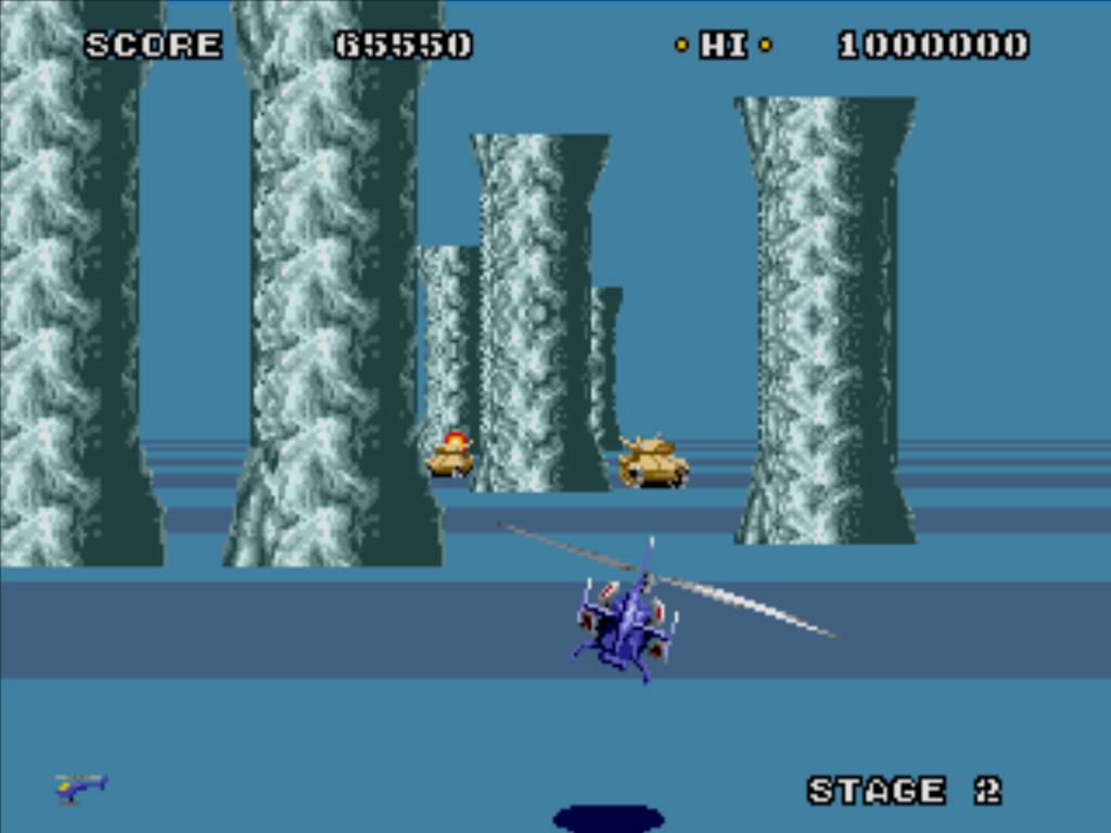 Super Thunder Blade (Windows) screenshot: Stone columns
