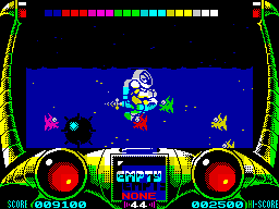 Extreme (ZX Spectrum) screenshot: I have to trigger mines to kill deadly gamma fish