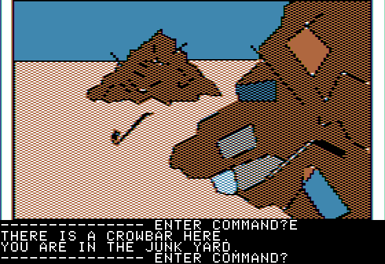 Hi-Res Adventure #3: Cranston Manor (Apple II) screenshot: The junk yard
