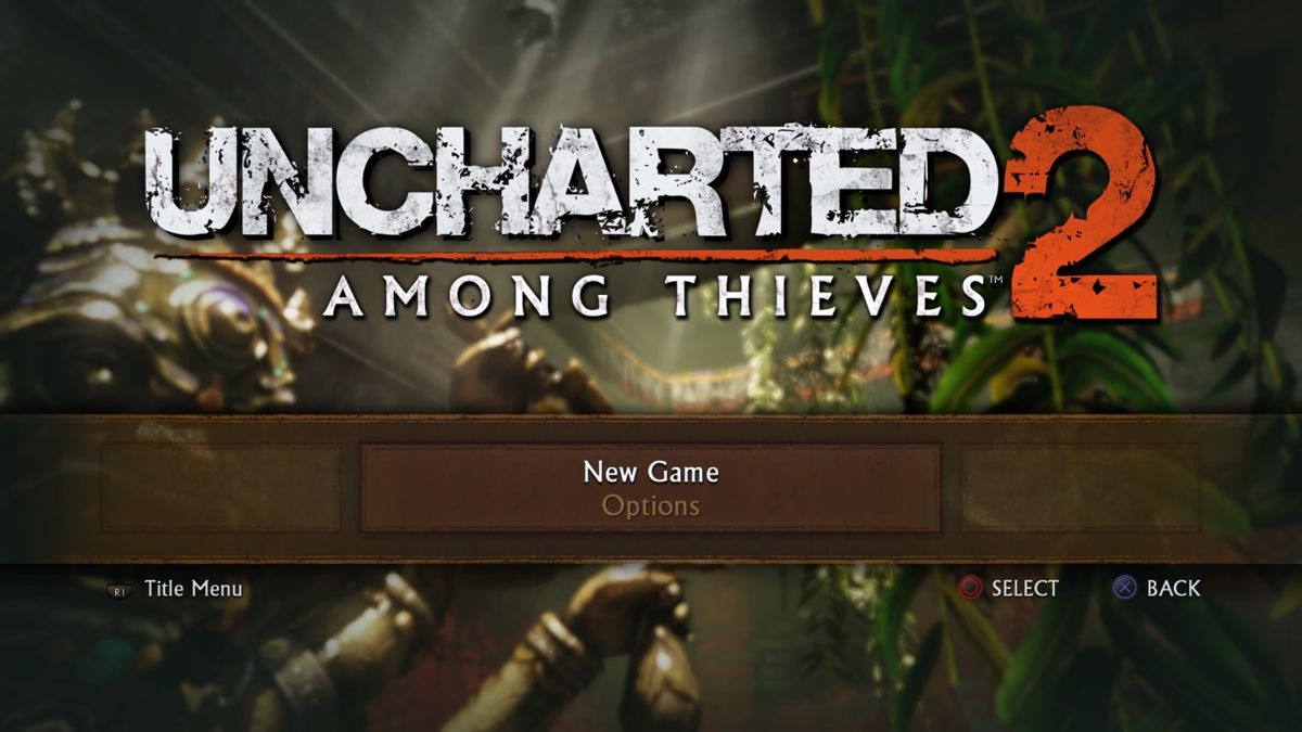 Uncharted 2: Among Thieves (PlayStation 4) screenshot: Main menu