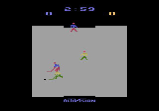 Ice Hockey (Atari 2600) screenshot: Chasing the puck...