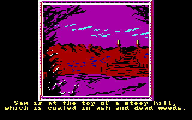 The Crack of Doom (DOS) screenshot: Me think Sam's lost. (EGA)
