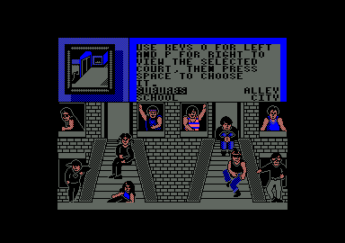 Street Sports Basketball (Amstrad CPC) screenshot: Choose a setting