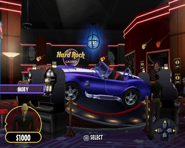 Hard Rock Casino (PlayStation 2) screenshot: Here's something a bit different. All casinos have this kind of slot machine where the top prize is the car but it's unusual to see this in a game