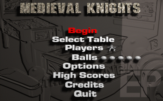 Extreme Pinball (DOS) screenshot: Main Menu