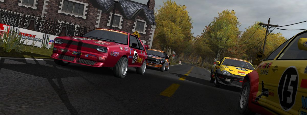 Cross Racing Championship 2005 (Windows) screenshot: You can see the precisely cast shadow over the quattro. (Dual Monitor)