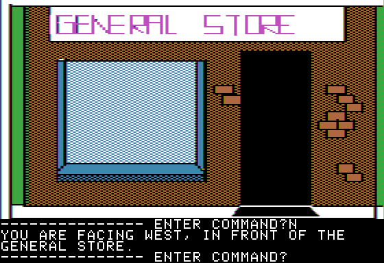 Hi-Res Adventure #3: Cranston Manor (Apple II) screenshot: Outside the general store