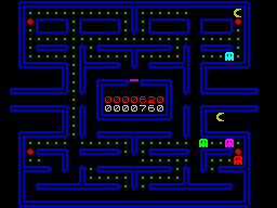 Gobble A Ghost (ZX Spectrum) screenshot: About to gobble a power pill