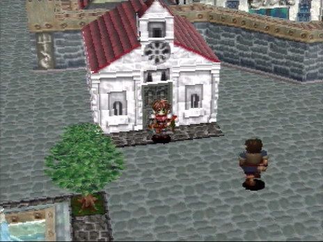 Shining Force III (SEGA Saturn) screenshot: The camera can be freely moved around inside a city