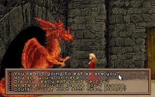 Time Paradox (DOS) screenshot: Chatting with a helpful dragon.