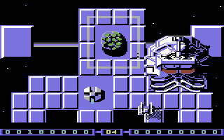 Bedlam (Commodore 64) screenshot: Level 4 boss.