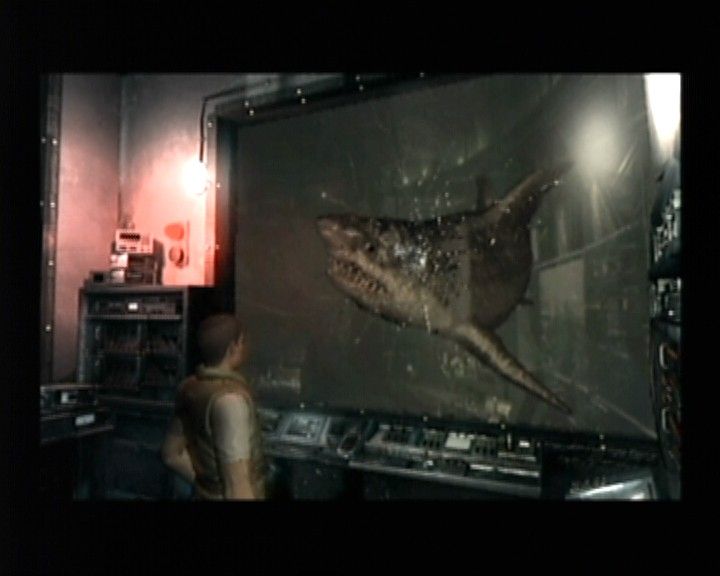 Resident Evil (GameCube) screenshot: Chris Scenario - Seems like sharks protest up on the idea of draining the pool