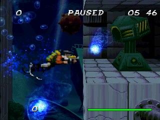 Agent Armstrong (PlayStation) screenshot: Underwater - Entering the base, passing the torpedo launcher.