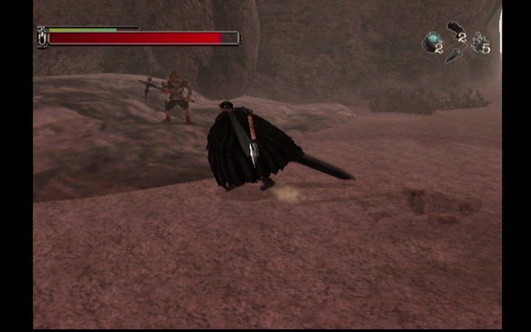 Sword of the Berserk: Guts' Rage (Dreamcast) screenshot: When Gut's goes berserk, he sees red.