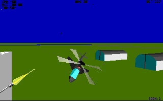 LHX: Attack Chopper (DOS) screenshot: LHX firing a Hellfire missile