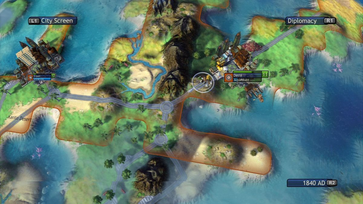 Sid Meier's Civilization: Revolution (PlayStation 3) screenshot: With time your dust roads will turn into asphalt ones, but their is no advantage in one over the other.