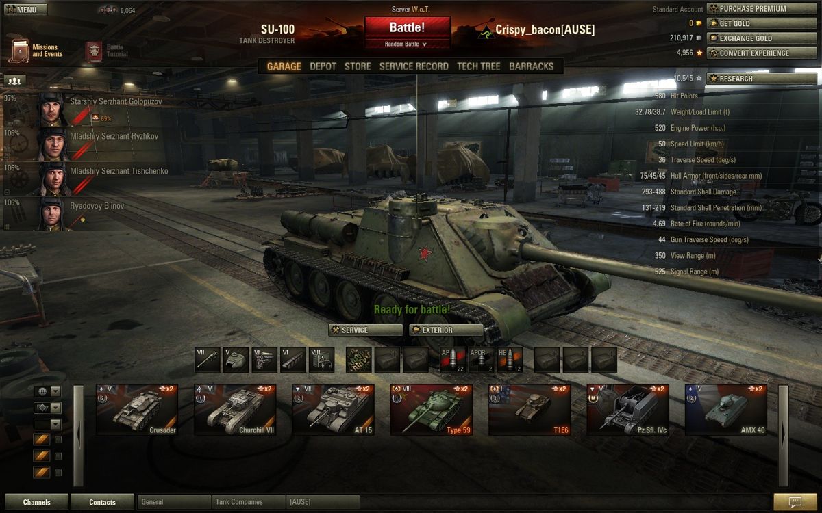 World of Tanks (Windows) screenshot: Some tanks have had new HD models done in patch 9.0, like this SU-100.