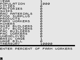 Kingdom of Nam (ZX81) screenshot: Year 1.