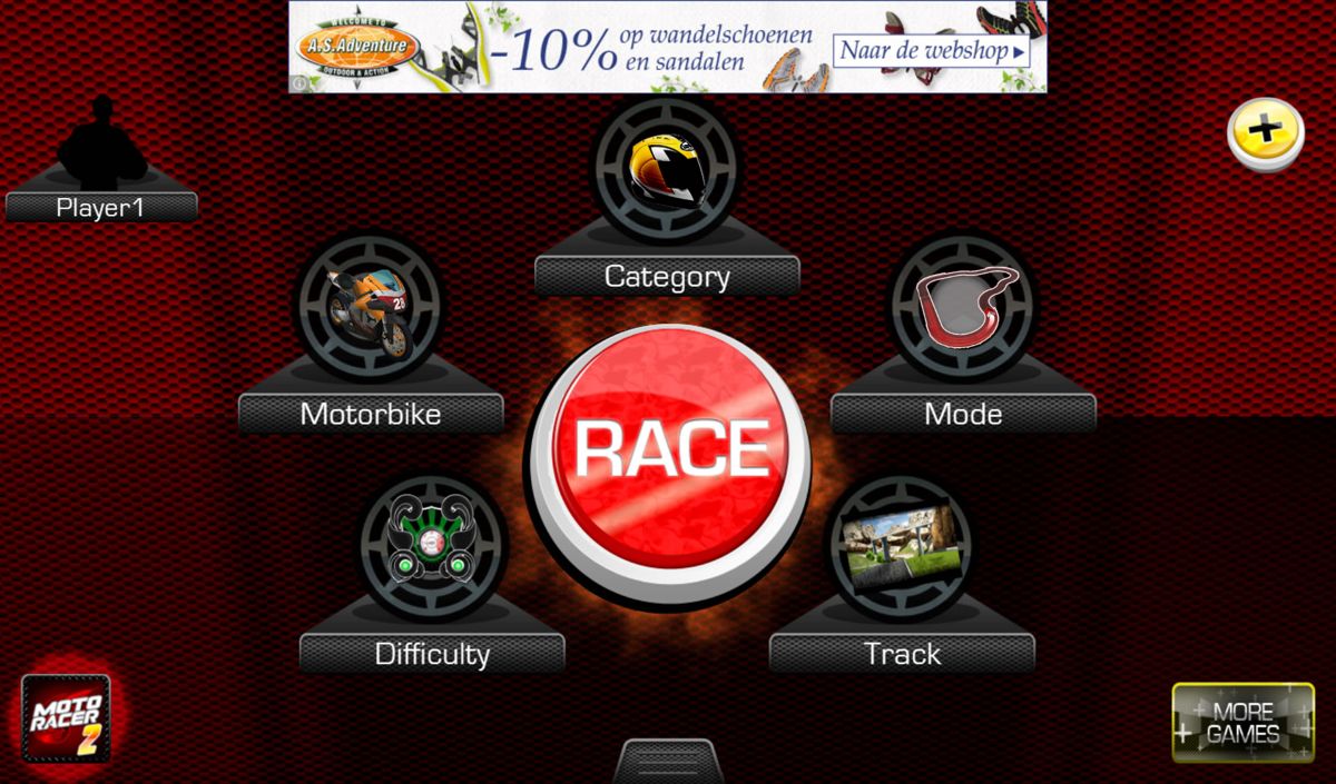 Moto Racer: 15th Anniversary (Android) screenshot: Main menu
