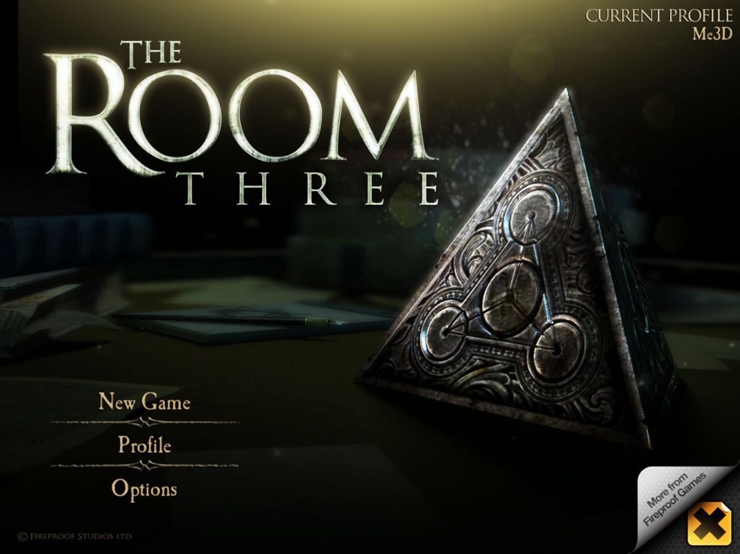 The Room Three (iPad) screenshot: Main menu