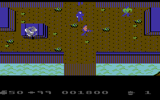 Ikari Warriors (Commodore 64) screenshot: Lots of enemies here!