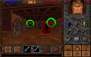 Shadowcaster (DOS) screenshot: Be quiet in the library!