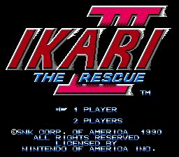 Ikari III: The Rescue (NES) screenshot: Title screen