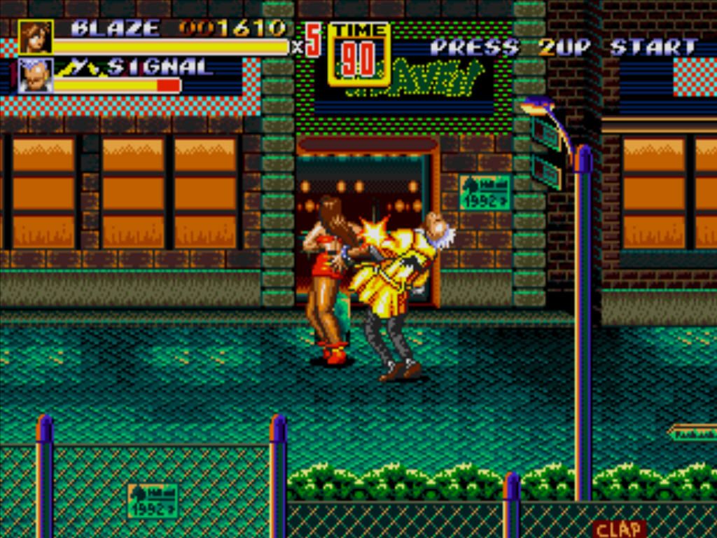 Streets of Rage 2 (Windows) screenshot: Brutal hit at the start of the game