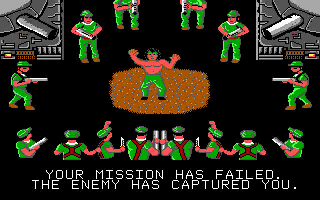 Ikari III: The Rescue (DOS) screenshot: Your mission failed (EGA)