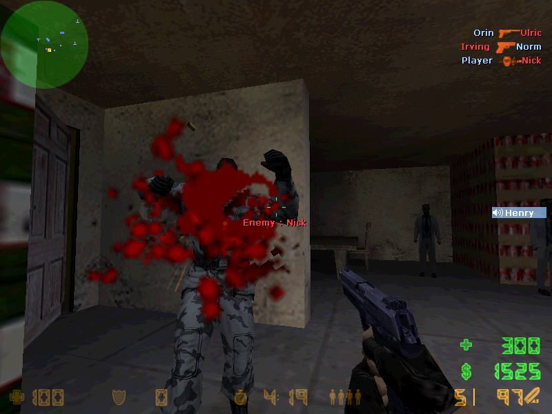 Counter-Strike: Condition Zero (Windows) screenshot: Blood headshot