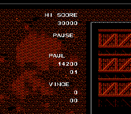 Ikari III: The Rescue (NES) screenshot: The pause menu has no helpful information available during gameplay