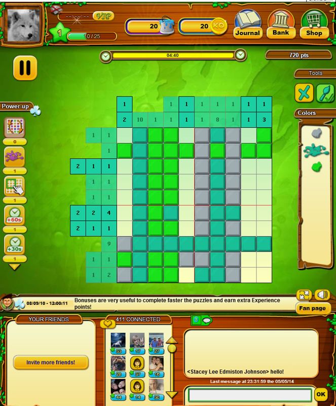 Color Cross Online (Browser) screenshot: Solving a daily puzzle.