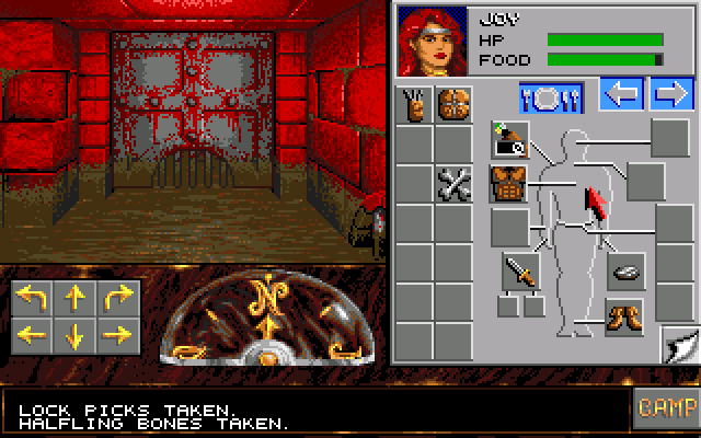 Eye of the Beholder (Amiga) screenshot: Equipping one of your characters.