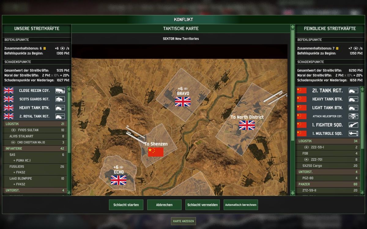 Wargame: Red Dragon (Windows) screenshot: UK vs. China