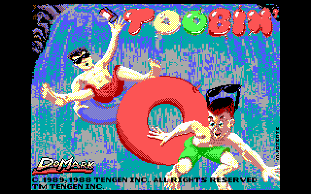 Toobin' (DOS) screenshot: title screen - EGA