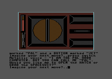 Imagination (Commodore 64) screenshot: 2002 - talking to "PAL"