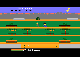 Keystone Kapers (Atari 8-bit) screenshot: Almost caught Harry...