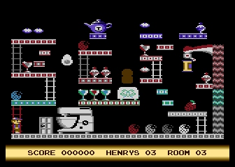 Henry's House (Atari 8-bit) screenshot: Third Room - The Kitchen