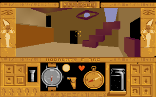 Total Eclipse (Atari ST) screenshot: Plenty of doors and stairs here...