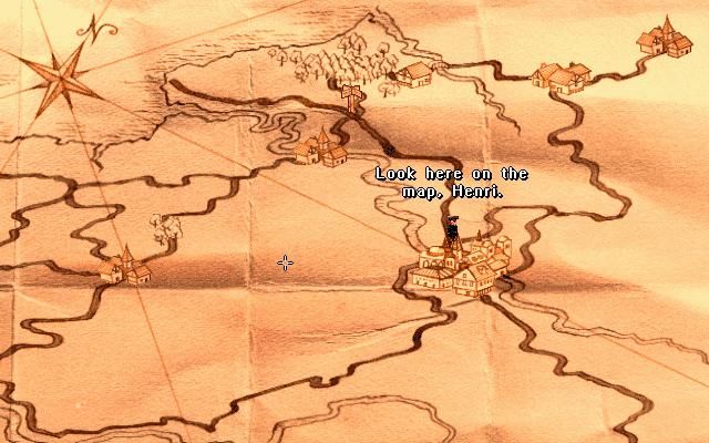 Touché: The Adventures of the Fifth Musketeer (DOS) screenshot: The travelling map...