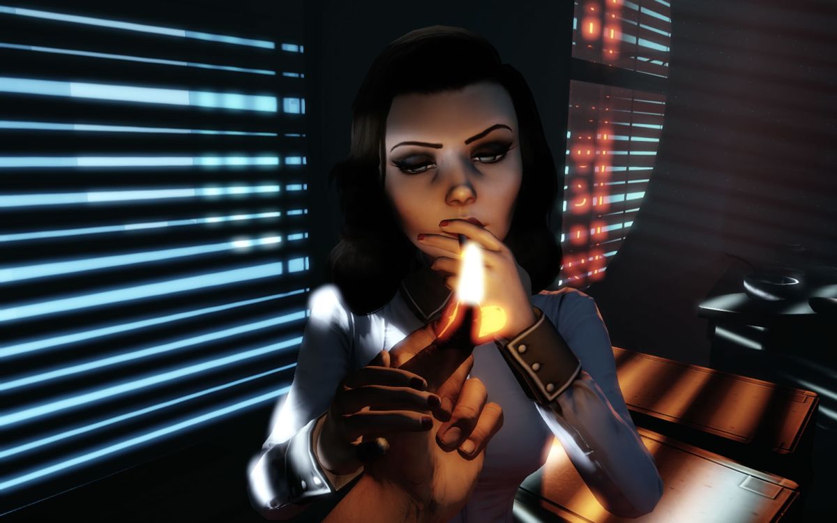 BioShock Infinite: Burial at Sea - Episode One (Windows) screenshot: In Booker's office with Elizabeth
