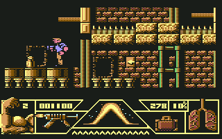 Total Recall (Commodore 64) screenshot: Get the pills for more health