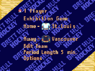 Brett Hull Hockey 95 (Genesis) screenshot: Main menu